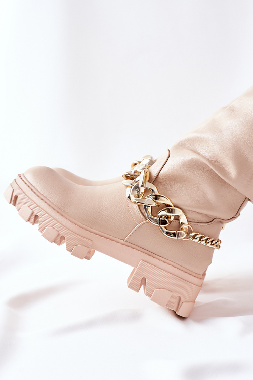 Wysokie Beżowe Kozaki Cecina