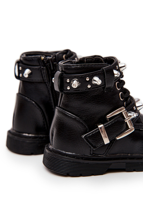 Dziecięce Botki Ocieplane Futerkiem Czarne Flossie