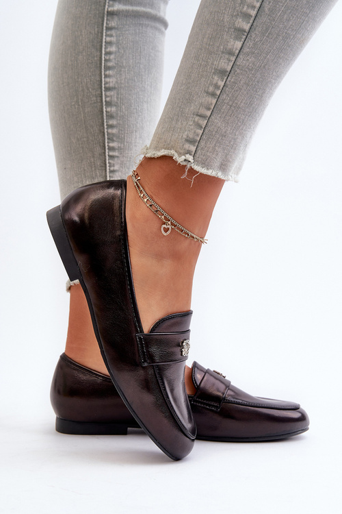 Mokasyny Damskie Na Płaskim Obcasie Czarne Sylvaine