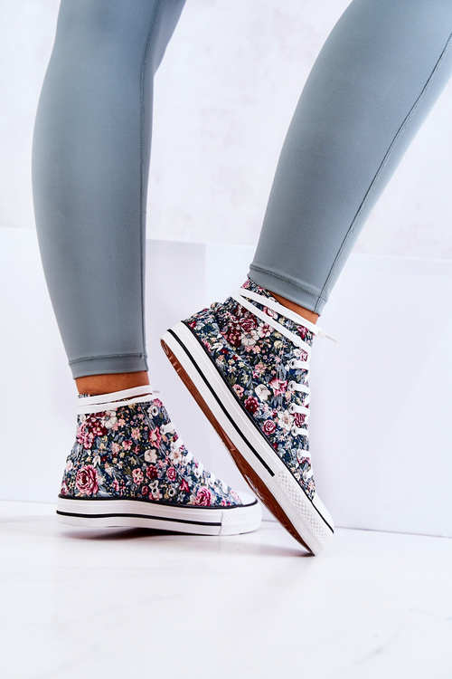 Wysokie Trampki W Kwiaty Zielone Nollie