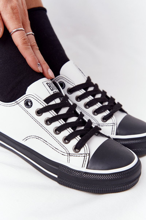 Damskie Skórzane Trampki BIG STAR HH274147 Biało-Czarne