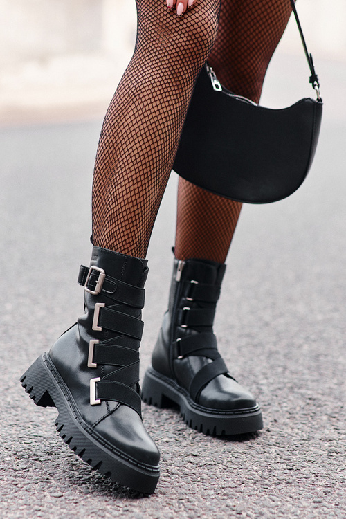 Skórzane Botki Damskie Ocieplane Big Star OO274A256 Czarne