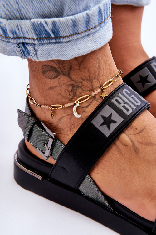 Damskie Płaskie Sandały Big Star LL274938 Czarne