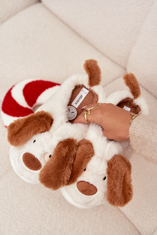 Futrzane Kapcie Damskie Pieski Brązowe Faylen