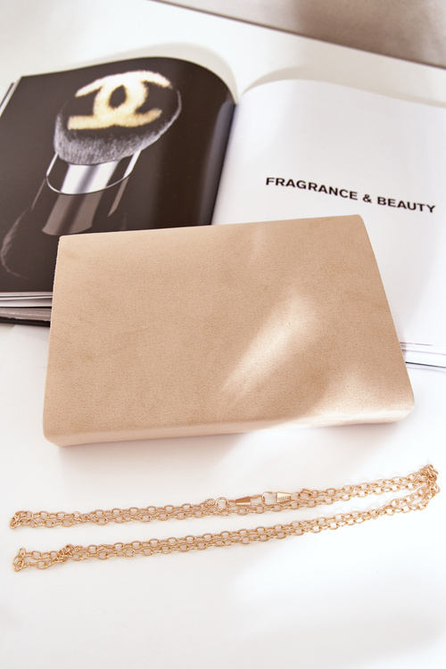 Torebka Kopertówka Z Ozdobnym Sercem Eko Zamszowa Beżowa Evilinas