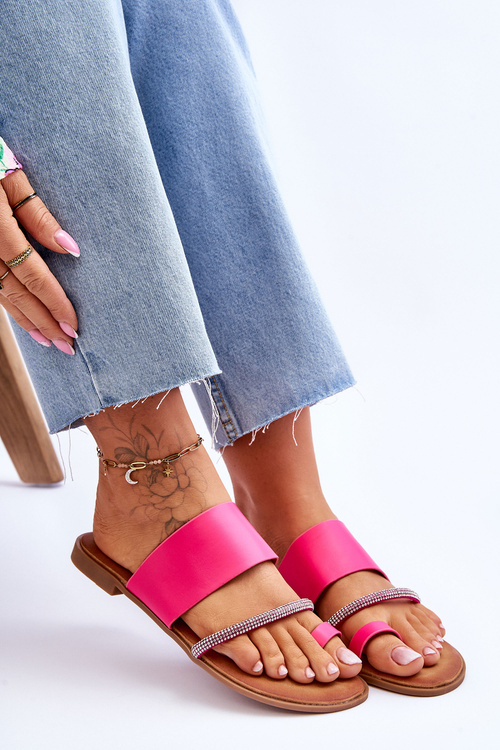 Damskie Klapki Japonki Z Ozdobnym Paskiem Fuksja Sublime