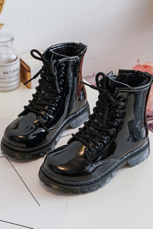 Dziecięce Botki Lakierowane Z Suwakiem Czarne Tibbie