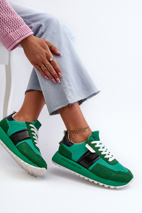 Sneakersy Damskie Na Platformie Big Star NN274501 Memory Foam System Zielone