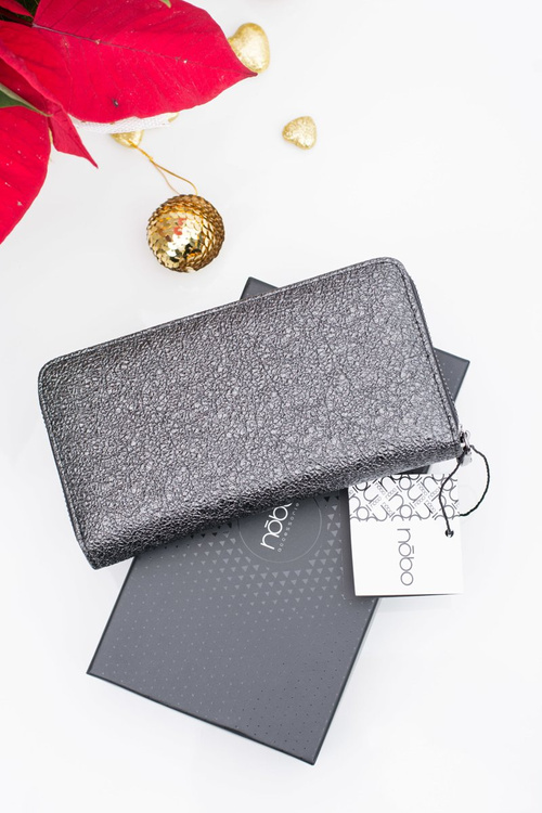 Stylowy Damski Czarno Szary Portfel Nobo