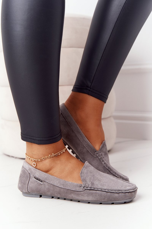 Damskie Zamszowe Mokasyny Szare San Marino
