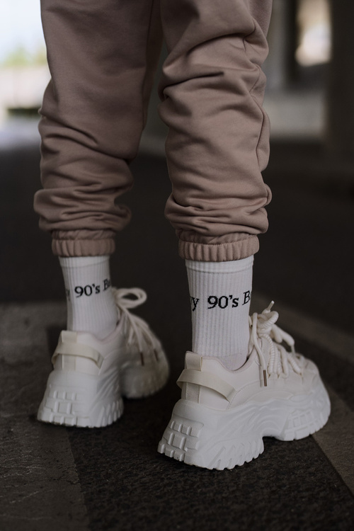 Sneakersy Damskie Na Masywnej Podeszwie Jasnobeżowe Nevela