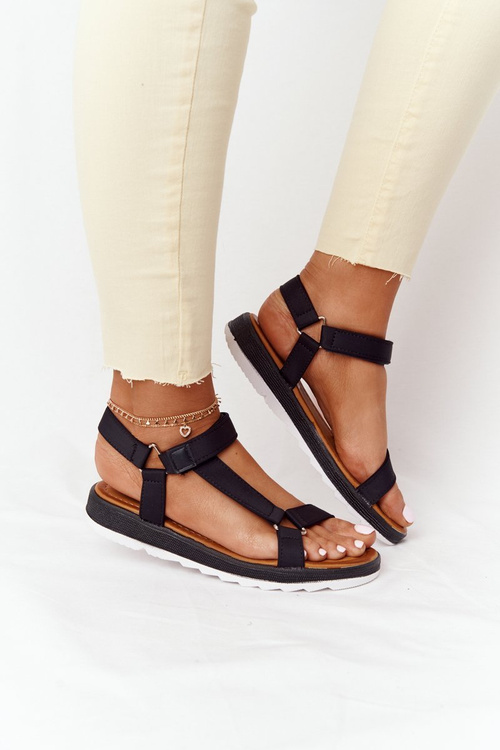 Damskie Sandały Na Gumowej Podeszwie Czarne Stranger