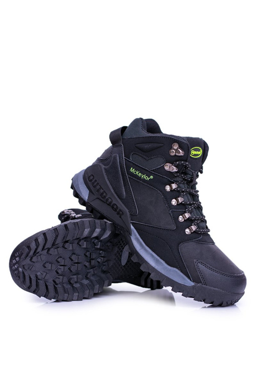 Czarne Obuwie Trekkingowe Męskie Ocieplone Polarem Padava