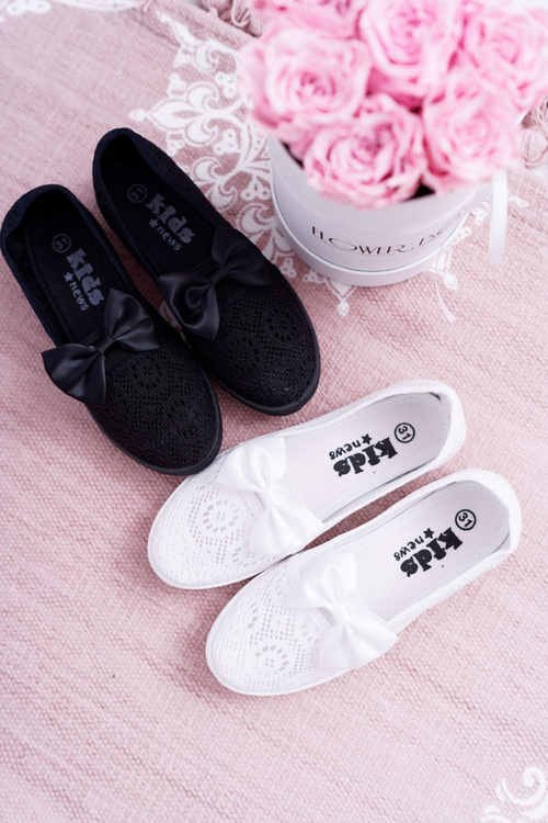 Dziecięce Młodzieżowe Tenisówki Koronkowe Czarne Dudi