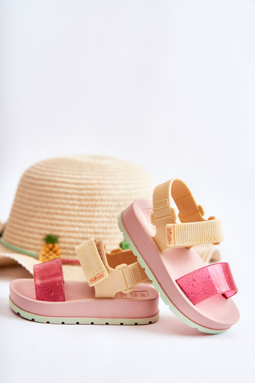 Wygodne Dziecięce Sandałki Pachnące ZAXY JJ385028 Różowo-Żółte