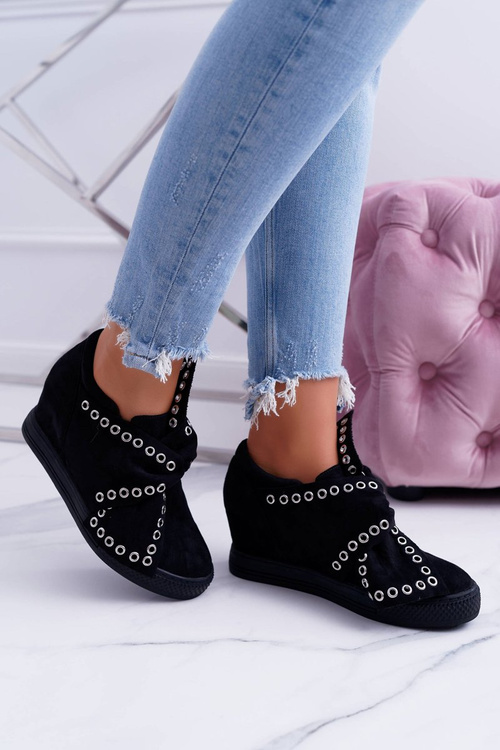 Sneakersy damskie Koturny LU BOO Czarne Margo