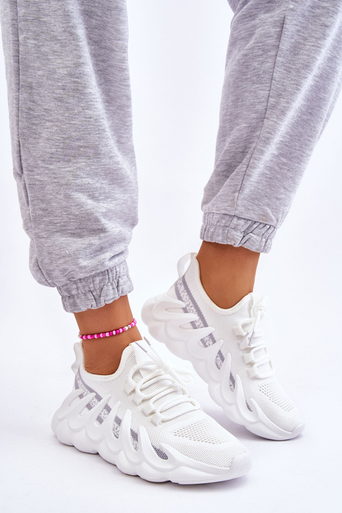 Damskie Modne Skarpetkowe Sneakersy Białe Daxo