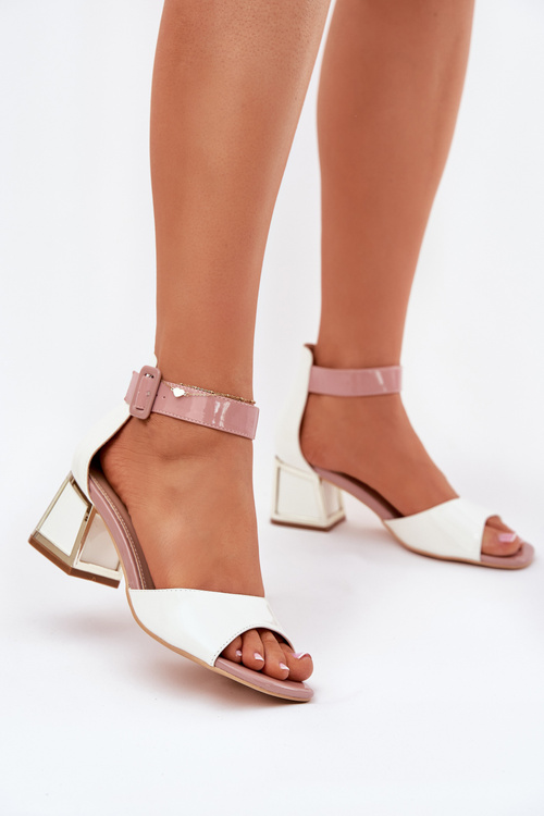 Lakierowane Sandały Damskie Na Słupku Białe Zennia