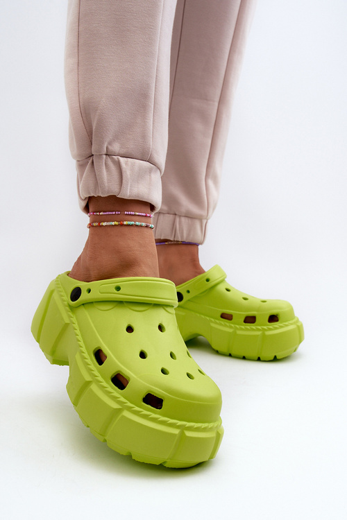 Klapki Damskie Piankowe Na Masywnej Podeszwie Limonkowe Witima