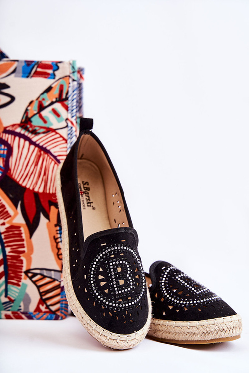 Ażurowe Wsuwane Damskie Espadryle Czarne Meredith