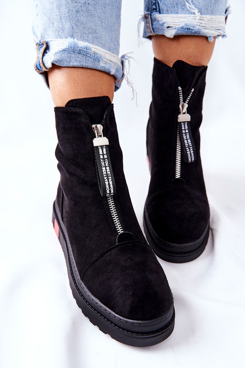 Botki Damskie Na Platformie Czarne Charlee