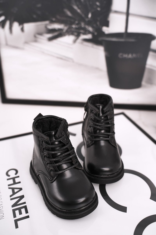 Dziecięce Botki Ocieplane Glany Czarne Ammy