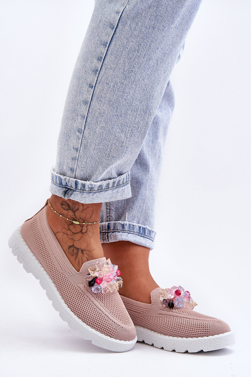 Damskie Trampki Tenisówki Wsuwane Z Ozdobą Różowe Taylor