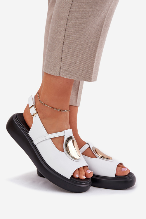 Skórzane Eleganckie Sandały Damskie S.Barski GR51-603 Białe