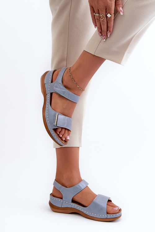 Wygodne Sandały Damskie Na Rzep Niebieskie Iphiope