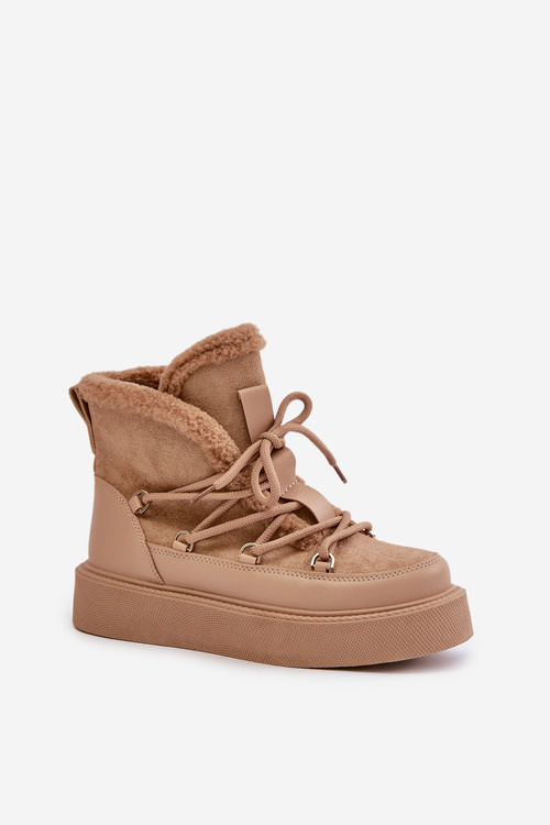 Botki Śniegowce Na Platformie Ciemnobeżowe Tamidra