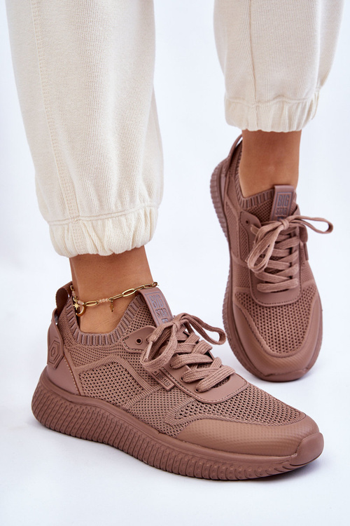 Damskie Wygodne Sneakersy Memory Foam System Big Star LL274416 Jasnobrązowe