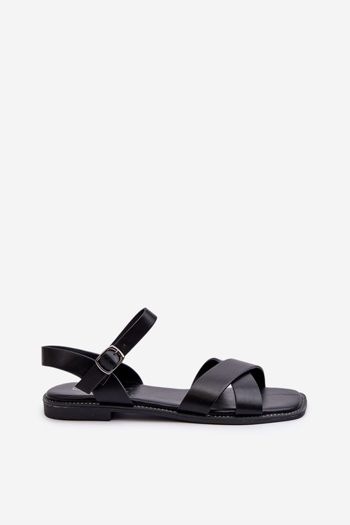 Płaskie Sandały Damskie Z Eko Skóry S.Barski KV27-003 Czarne