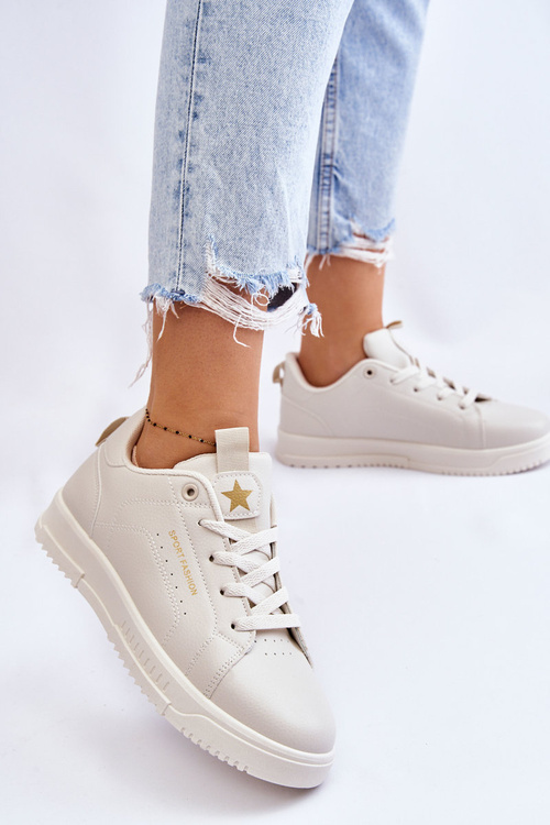 Damskie Sznurowane Buty Sportowe Beżowe Mikaela