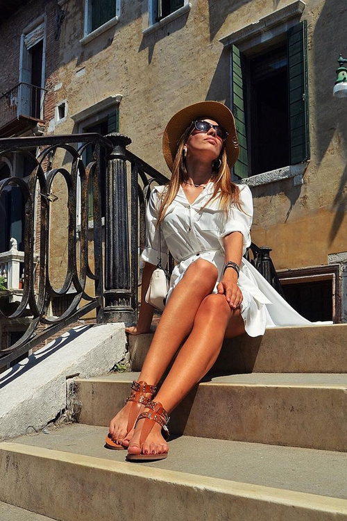 Lu Boo Damskie Sandały Japonki Gladiatorki Kamel Elii