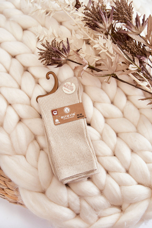 Damskie Skarpetki Antybakteryjne Z Błyszczącą Nicią Beżowe