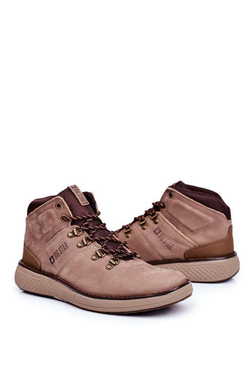 Męskie Trzewiki Skórzane Trekkingi Big Star Brązowe GG174492