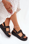 Zdobione Sandały Damskie Na Platformie Czarne Mailisa