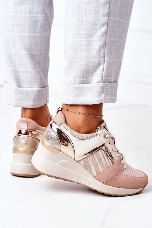 Sneakersy Na Koturnie Vinceza 10606 Różowe