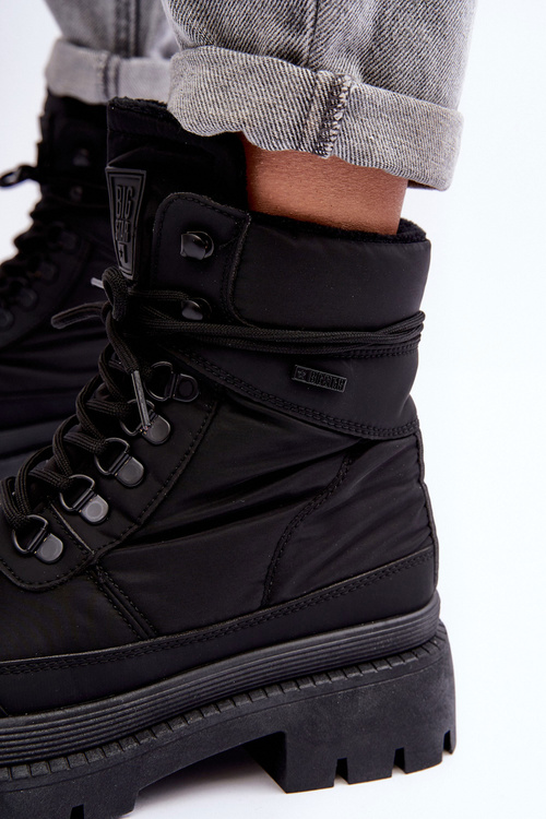 Damskie Trapery Botki Ocieplane Na Platformie I Płaskim Obcasie Big Star MM274338 Czarne