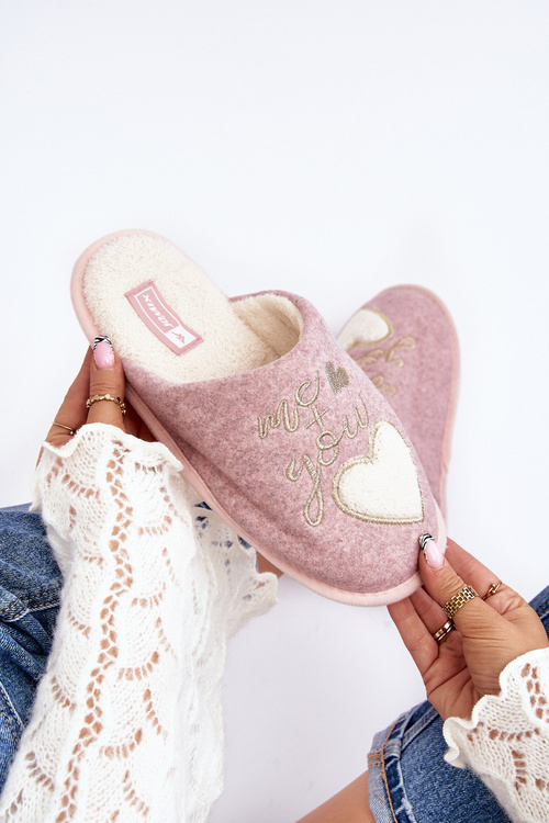 Damskie Klasyczne Kapcie Wsuwane Ocieplane Różowe Mabira