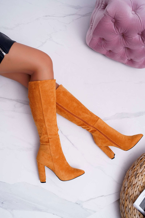 Kozaki Damskie Na Słupku Do Kolan Camel Warden