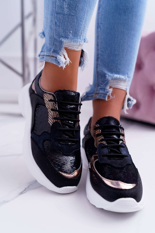 Sportowe Damskie Buty Czarne Rendy