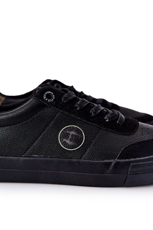 Męskie Skórzane Tenisówki Big Star II174008 Czarno-Zielone