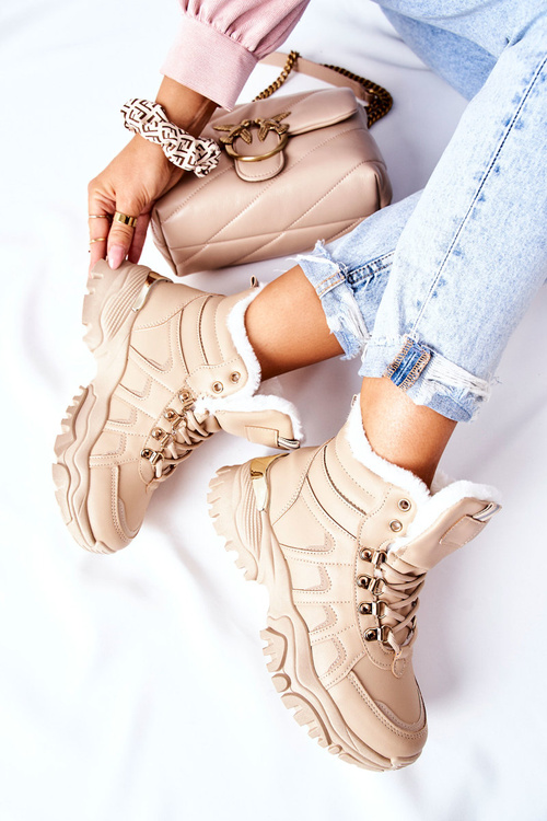 Damskie Ocieplane Trapery Beżowe Hareshaw