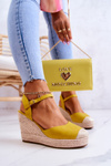 Damskie Espadryle Na Plecionej Platformie Żółte Canillo