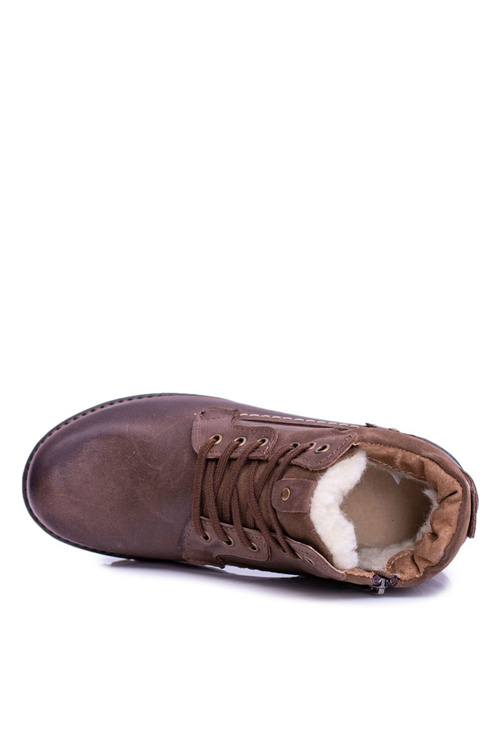 Botki Męskie i Młodzieżowe Brązowe Ocieplone Polarem Komodo 885