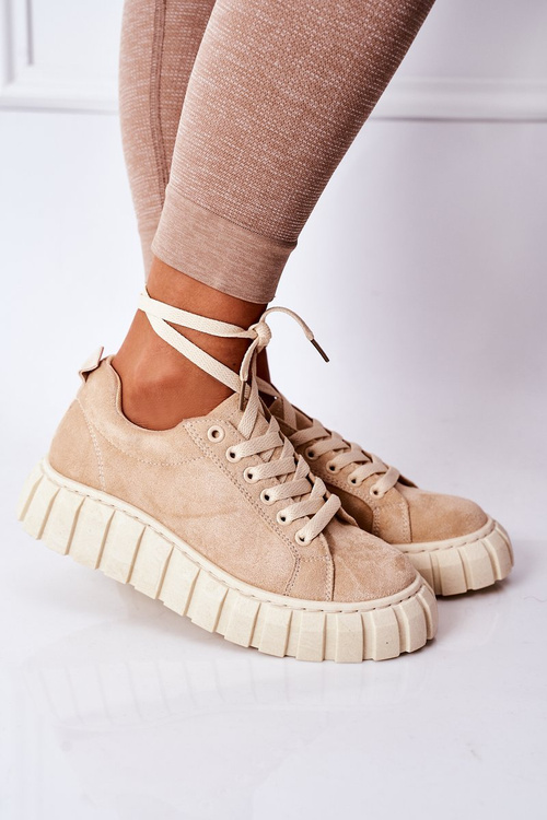 Zamszowe Tenisówki Na Platformie Beżowe Whatever