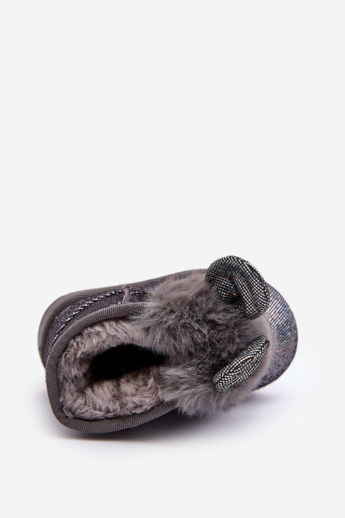 Dziecięce Śniegowce Ocieplane Futerkiem Z Uszkami Szare Betty