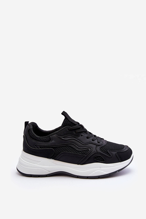 Damskie Buty Sportowe Sneakersy Na Platformie Czarno-Białe Lomare