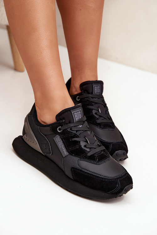Skórzane Sneakersy Damskie Big Star OO274562 Hi-Poly System Czarne